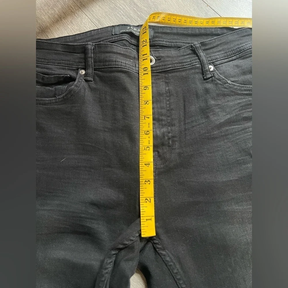 Zara Men's Whiskered Distressed Black Wash Skinny Jeans 36 Waist